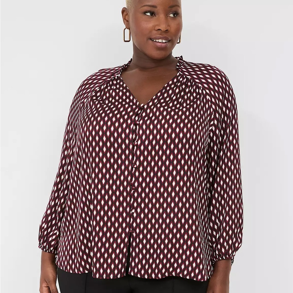 Lane Bryant Faux Button Blouse EUC